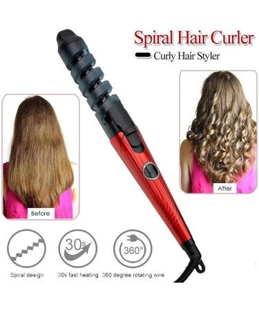 Buy Portable Electric Hair Curler Ceramic Spiral Curling Wand for Home Styling (Red One Size - Buy Online on GoSupps.com