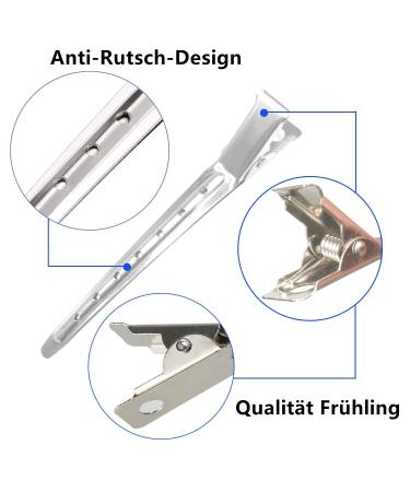 Voarge 24-Pack Silver Hair Clips - Metal Duck Bill & Alligator Curl Clips for Hairdressers | Durable Hair Clamps & Cut Clips - Buy Online on GoSupps.com