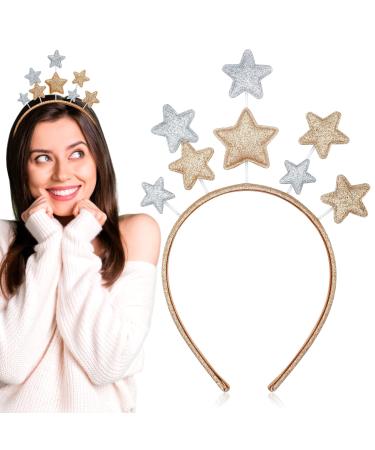 Greoer Children Star Headband Cute New Year Headbands for Women and Girls Stylish Glitter Star Headband Children's Christmas Hair Accessories for Christmas New Year Party Birthday Daily Decor
