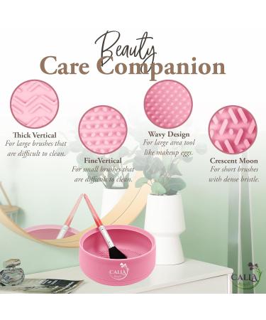 3 in 1 Silicone Makeup Brush Cleaner Mat & Organizer - Pink - Brush Washing Tool & Drying Rack for Beauty Essentials - Buy Online on GoSupps.com
