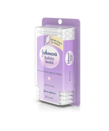 Johnson's Safety Ear Swabs for Babies & Children - Non-Chlorine Bleached Cotton - 55 ct - Buy Online on GoSupps.com