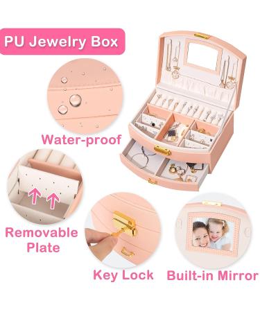 Girls Hair Accessories Set - Jewelry Box, Hair Clips, Barrettes, Ties, Bows - Teen Girl Gifts - Pink - Ages 4-12 - Buy Online on GoSupps.com