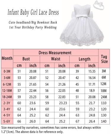 LZH Baby Girls Lace Dress | Bowknot Flower Wedding Pageant Tutu Gown | 0-24 Months | 2-3 Years | White - Buy Online on GoSupps.com