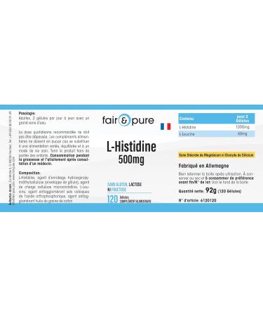 Fair & Pure - L-Histidine 500mg - vegan - 120 capsules - Buy Online on GoSupps.com
