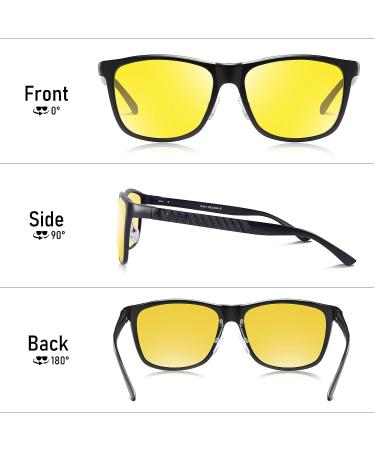 BIRCEN Night Vision Glasses for Driving: HD Anti Glare Metal Frame Night Driving  Glasses for Men A-black Frame Nightlens