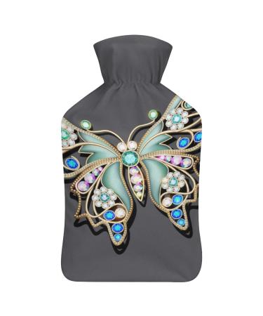 Butterfly Hot Water Bottle With Cover Plush Bed Bottle Hand Warmer For Adults And Children 26.5X15.3cm