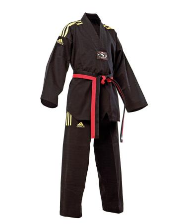 adidas Champion II Taekwondo Dobok Uniform with Black V Neck 5 Black W/Yellow V-neck)