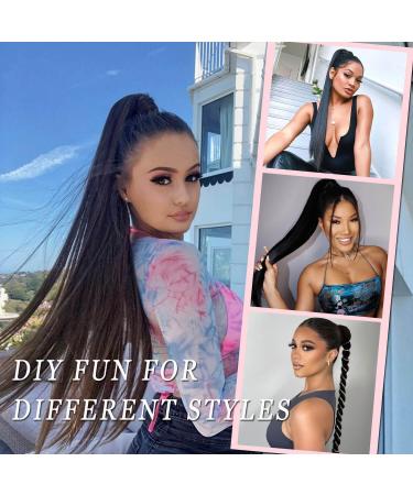 FINE PLUS 30 Inch Natural Black Ponytail Extension Long Yaki Straight Drawstring Ponytail Extension Clip in Ponytail Hair Extensions for Women(30 Inch Natural Black) 30Inch Natural Black - Buy Online on GoSupps.com