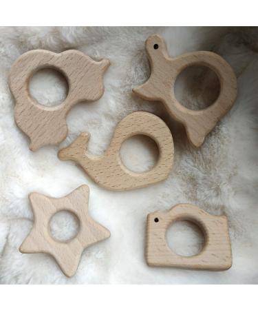 Cartoon Wood Star Teether: Natural Beech Wooden Animal Shape DIY Necklace Pendant (10pcs) - Buy Online on GoSupps.com