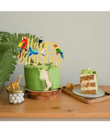 Parrot Birthday Cake Decoration Tropical Bird Birthday Cake Topper Parrot Happy Birthday Cake Pick Parrot Birthday Party Decoration for Birds Themed Baby Shower Supplies - Buy Online on GoSupps.com