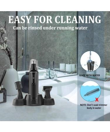 Professional Nose Hair Trimmer - Painless 3-in-1 Ear Nose Eyebrow & Facial Trimmer for Men & Women - Waterproof Dual Edge Blades - Black - Buy Online on GoSupps.com