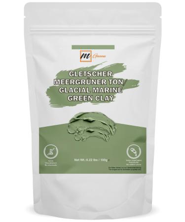 mGanna Glazial Marine 100% Natural Green Clay Powder for face masks creams body wraps gentle scrubs and exfoliants skin firming and soap making 0.22 lbs / 100