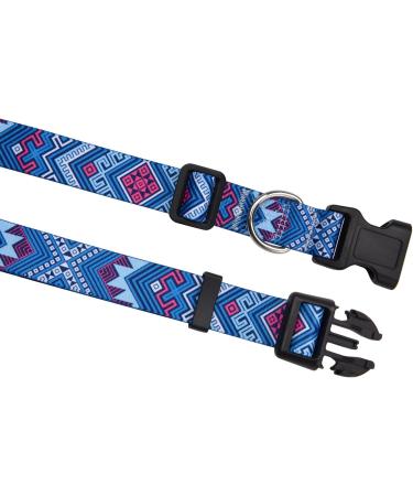 Mihqy Adjustable Soft Dog Collar - Bohemian Flower & Geometric Design | Comfortable for Small Medium & Large Dogs | XS (20-30 cm Neck) - Blue Ethnic Style - Buy Online on GoSupps.com