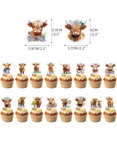 Highland Cow Cake Topper and Highland Cow Cupcake Topper Highland Cow Party Decorations for Farm Animal Zoo Boy Girl Birthday Party Decor. - Buy Online on GoSupps.com