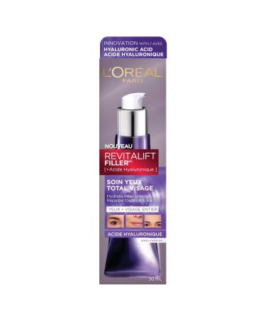 L'Oreal Paris Revitalift Filler Eye Cream for Face Moisturizer With Hyaluronic Acid Fragrance Free Alcohol Free 30ml 30 Milliliters