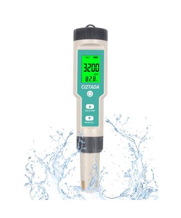 Digital Salinity Tester for Salt Water - Aquarium Salinity Meter with ATC, IP67 Waterproof, 0-200 PPT Large Range Multi-Parameter Tester for Seawater, Fish Tank, Hydroponics green