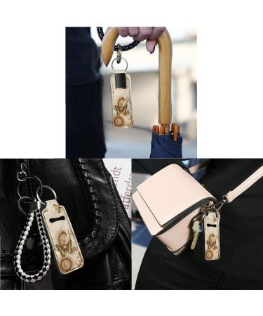 Vintage Sunflower Butterfly Print Lip Balm Holder Keychain - Set of 2 for Women and Girls - Buy Online on GoSupps.com