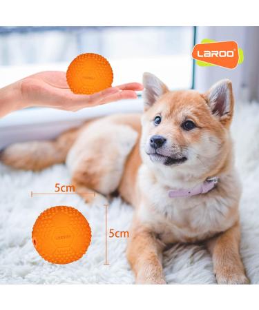 Laroo Durable Dog Toys - Squeaker Dog Ball & Football for Small & Large Dogs | Natural Rubber 5cm Orange - Buy Online on GoSupps.com