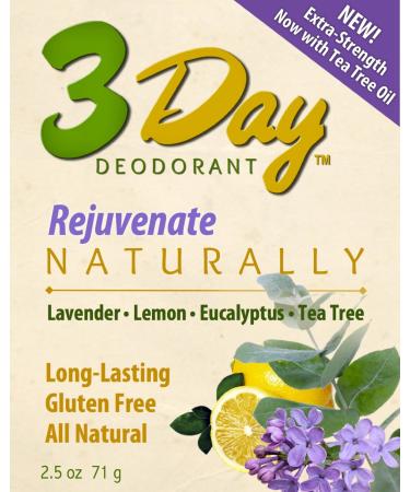 3-Day Natural Deodorant - New Softer Formula - All Natural Farm Tested (2.5 oz Stick) Gluten Free Aluminum Free (Rejuvenate) - Buy Online on GoSupps.com
