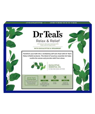 Dr Teal's Relax & Relief Bath Gift Set - Eucalyptus & Spearmint Essential Oil | 4 Piece International Shipping - Buy Online on GoSupps.com