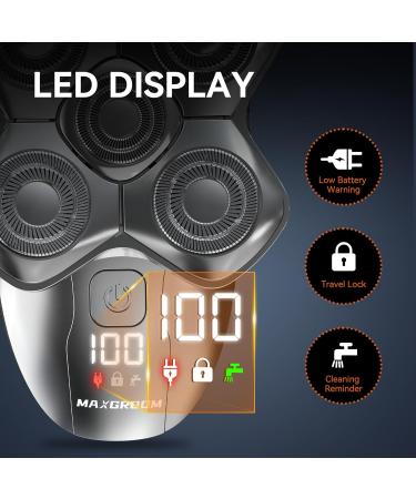 MAXGROOM 5-in-1 Waterproof Head Shaver for Bald Men - LED Display USB Rechargeable Travel Pouch | Ultimate Grooming Tool - Buy Online on GoSupps.com