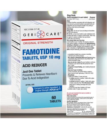GeriCare Regular Strength Famotidine 10mg Tablets, Acid Reducer, Relief for Heartburn, Acid Reflux and Acid Indigestion, 60 Count (Pack of 1) Regular Strength 60 Count (Pack of 1) - Buy Online on GoSupps.com
