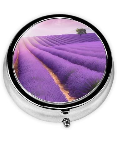 Buy Romantic Purple Lavender Mini Round Pill Box - 3 Compartment Travel Organizer for Home & Office - Buy Online on GoSupps.com