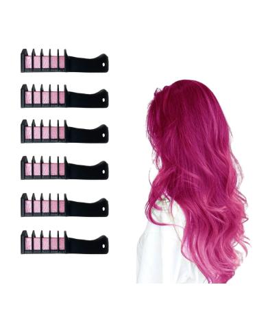 MPEEJ Temporary Hair Chalk Girls Hair Chalk Combs Washable Hair Chalk 6 Colors Kids Chalk Age 4 5 6 7 8 9 10 Gifts Girls on Birthday Cosplay Christmas Parties (Pink)
