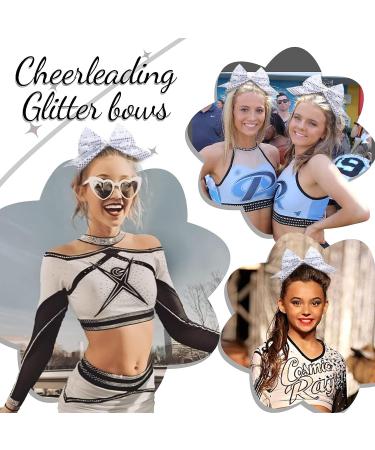 10 PCS Large Glitter Cheer Bows Sparkly Sequin Hair Accessories for Cheerleaders, Teens, Women Silver - Buy Online on GoSupps.com