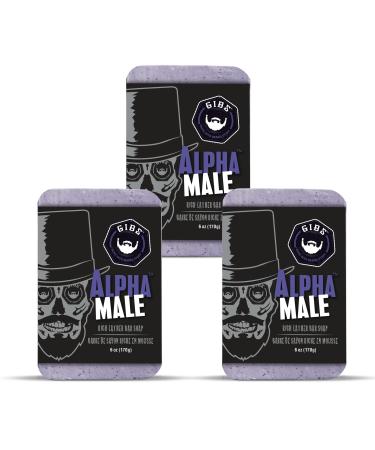 GIBS Grooming Alpha Male Bar Soap Wisps of vanilla sandalwood & white musk Rich Lather Bar Soap 6oz (3 Pack)