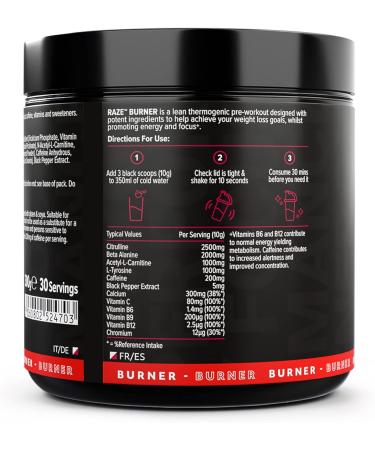 The Protein Works Raze Burner Pre Workout Powder 30 Servings - Thermogenic Blend with Caffeine, Carnitine & Tyrosine in Sour Cherry & Apple Flavor - Buy Online on GoSupps.com