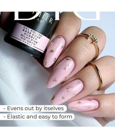 Didier Lab Rubber Base Gel and No Wipe Top Coat Set - Milky Pink Gel Nail Polish - Long Lasting UV LED Polish - 2pcs Rubber Milky Pink + Shiny - Buy Online on GoSupps.com