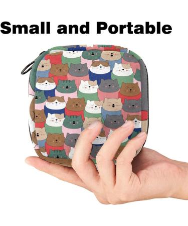 Cat Pattern Women's Binding-Up Bags | Stylish Tampon Storage & Zip Pockets - Multi-Purpose Menstrual Bags - Buy Online on GoSupps.com