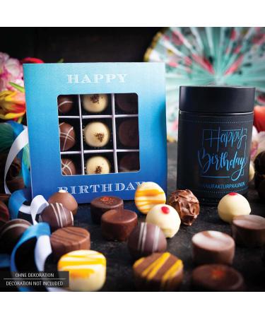 Hallingers Happy Birthday Pralines - Handmade Alcohol-Free Edelkakao Chocolate Gift | Mother's & Father's Day Gift Ideas | 150g Luxury Chocolates - Buy Online on GoSupps.com