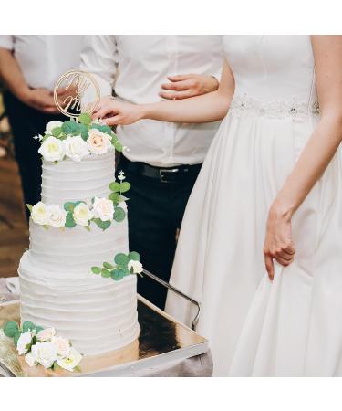 Yamitora 24-Piece Wedding Cake Topper Set - Mr & Mrs Wooden Decoration for Wedding Parties - Elegant Cake Decor - Buy Online on GoSupps.com