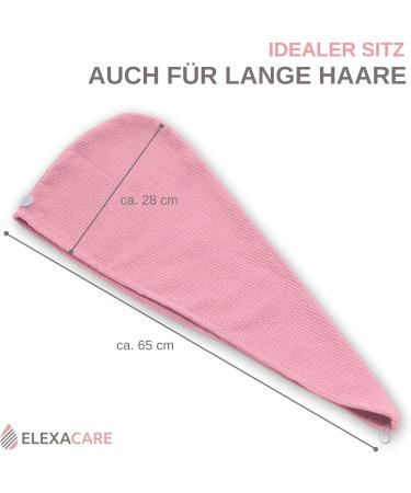 ELEXACARE Hair Turban Towel - 2-Piece Microfiber Set in Pink/Ros for Long Hair | Fast International Shipping - Buy Online on GoSupps.com