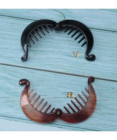 Sowaka Small Banana Hair Clip Comb Set for Women - Fashion Locking Round Plastic Hair Grips for Ponytail Holder - Ideal for Long, Straight, Curly, Thick Hair - 2 Pcs (Black and Brown) - Buy Online on GoSupps.com