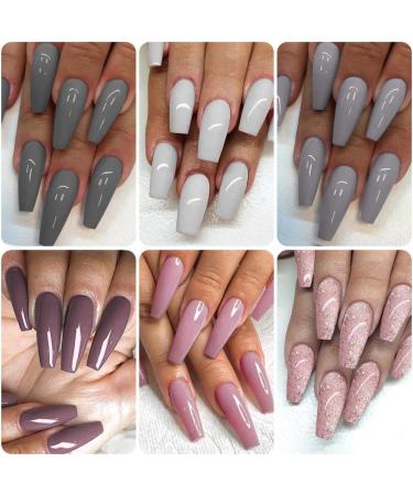 ROASLIND Gel Nail Polish Set 6 Colours 7ml Black Grey Glitter Pink Gel Polish Kit UV LED Soak Off Vanish DIY Manicure Nail Art Gift set4 - Buy Online on GoSupps.com