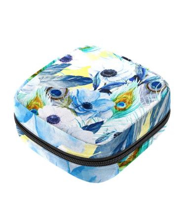 Watercolor-napketten storage bag with peacock flowers portable periods for women teenagers girls menstrual cup pocket breastfeeding pillow holder 8