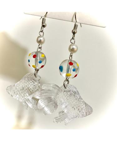 Feylie Goldfish Dangling Earrings - Trendy Cute Drop Earrings in Acrylic for Students & Office Professionals - Buy Online on GoSupps.com
