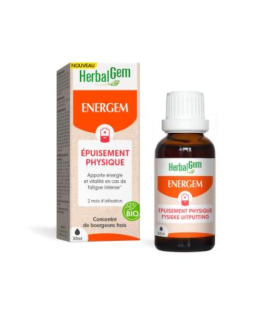 Herbalgemm EnerGem Organic Physical Exhaustion Reduces Intense Fatigue - Concentrated Gemmotherapy Food Supplement - 30 ml