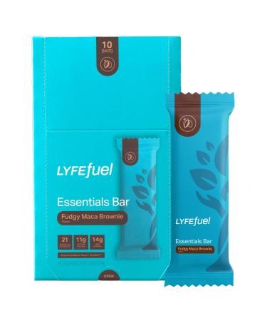 LyfeFuel Essential Nutrition Bar - The Perfect Vegan Meal Replacement Bar with High Fiber Low Sugar and 21 Vitamins & Minerals - Made from 100% Nutrient-Dense Whole Foods (Fudgy Brownie - Box of 10) Chocolate Brownie - Buy Online on GoSupps.com