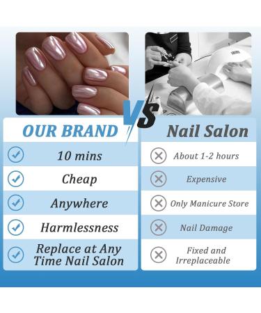 24 Pink Aurora Press-On Nails | Short Angular French Artificial Nails for Women & Girls | Full Cover Acrylic Nail Decorations - Buy Online on GoSupps.com