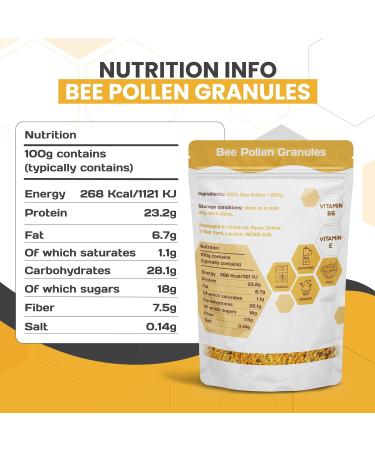 HIVE ONE BEE Pollen GRANULES 100% Organic 100% RAW Pure Fresh Bees Propolis Straight from The BEE Keeper HIGH Protein Vitamins B6 Vitamin E Amino ACIDS Natural Immune System Booster + More - Buy Online on GoSupps.com