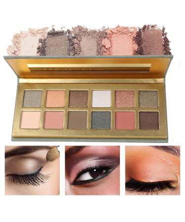 pomcral Eyeshadow Palette 12 Colors Makeup Natural Matte Shimmer Glitter Pigment Eye Shadow Pallete Metallic Eyeshadow Pallet Makeup Gift Kit