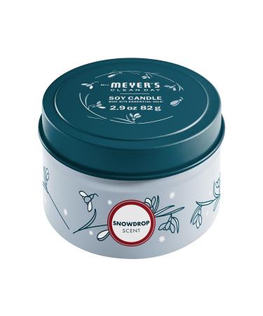 MRS. MEYER'S CLEAN DAY Soy Tin Candle 12 Hour Burn Time Made with Soy Wax and Essential Oils Snowdrop 2.9 oz