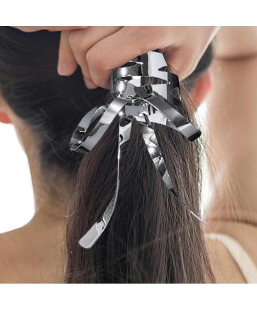 Xtauaguh Metal Bowknot Hair Clips - Girls Retro Barrette | Solid Color French Barrette Bows Hairpin for Adults Girls All Ages Kids Silver - Buy Online on GoSupps.com