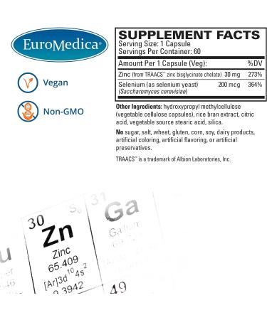 Zinc Plus Selenium Capsules - Immune & Respiratory Support - Non-GMO Vegan - 60 Servings - Buy Online on GoSupps.com