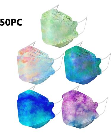 50PC Disposable Floral Tie-dye Face_Masks with 3D Designs for Women 4-Ply Breathable Flower Face_Mask with Nose Wire (Upgrade_14) - Buy Online on GoSupps.com