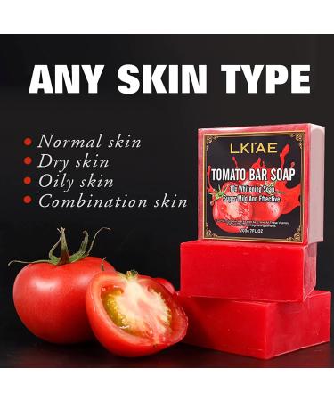 AILKE BOOST LUSTER LKIAE Natural Tomato Whitening Soap Bar Deep Clean Skin and Makeup Residue Oil Control Brightening Remove Dark Spots with Vitamin ABC For Face Body 200g Pack of 1 1 copy - Buy Online on GoSupps.com